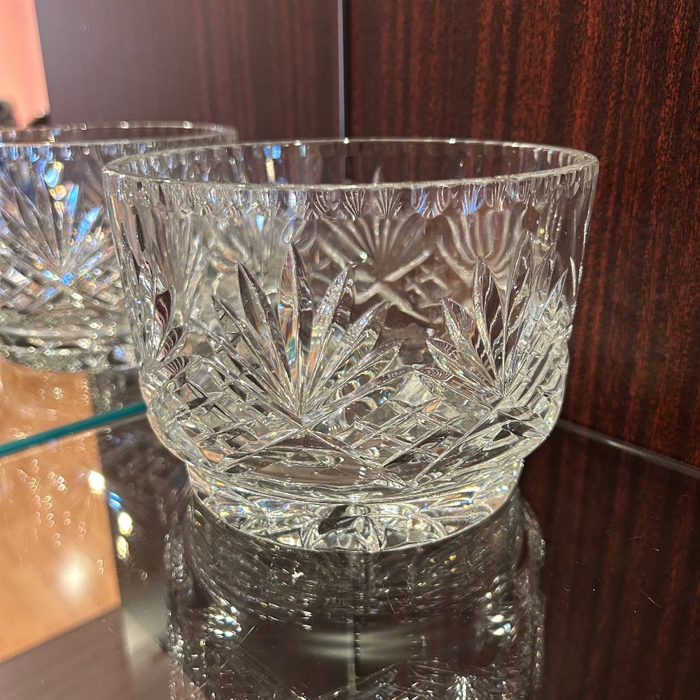 Hand Cut Lead Crystal Bowl 24% Lead Lausitzer Glas 4.25" Ht. 6" Diameter Germany